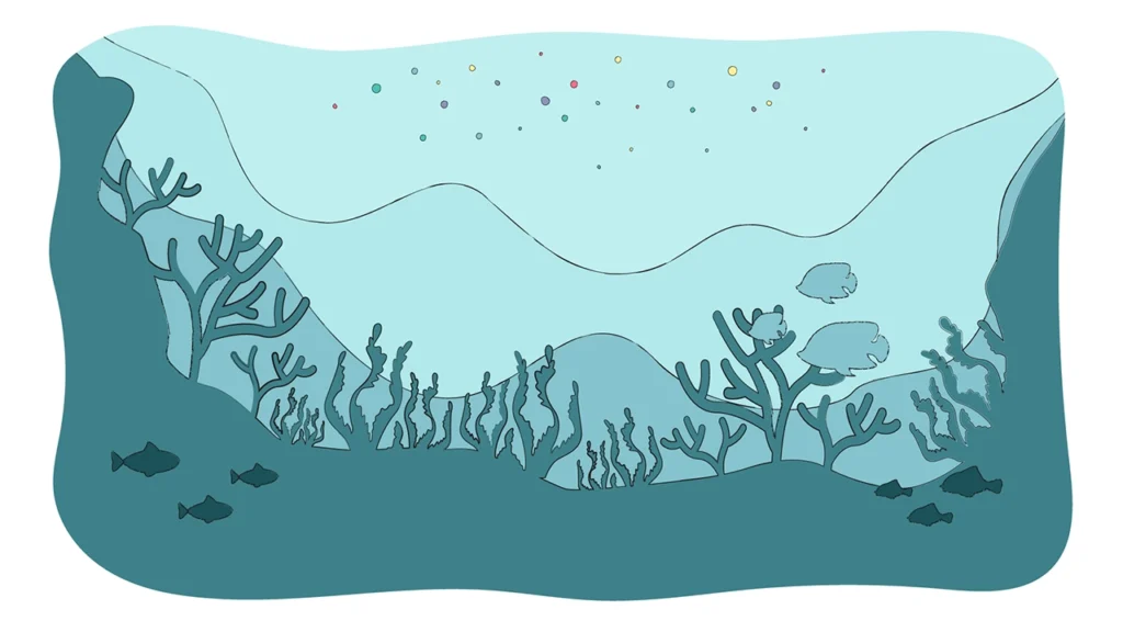 Plastic particles microplastics ocean preservation illustration FEVR Motion Design NYC