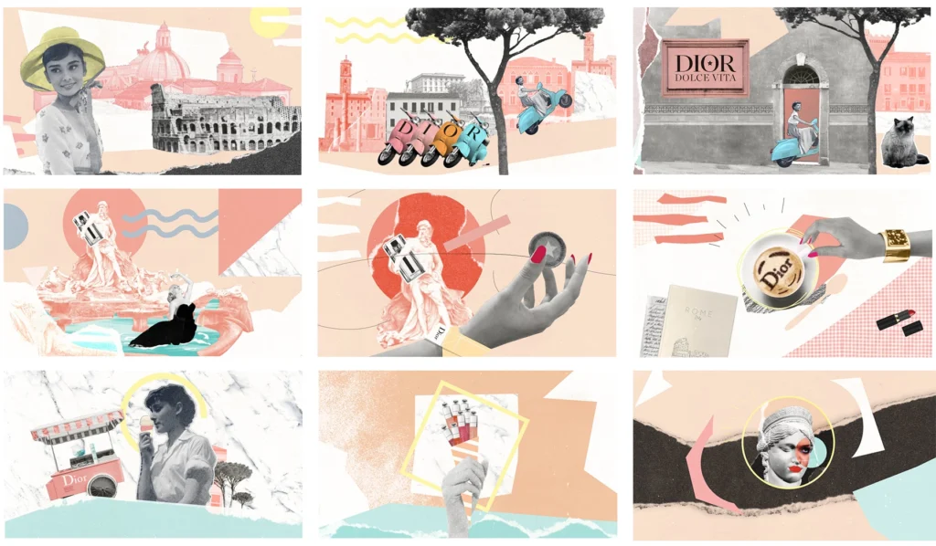 Storyboard Illustration Mixed Media Video Collage Italy illustration Rome Roma 